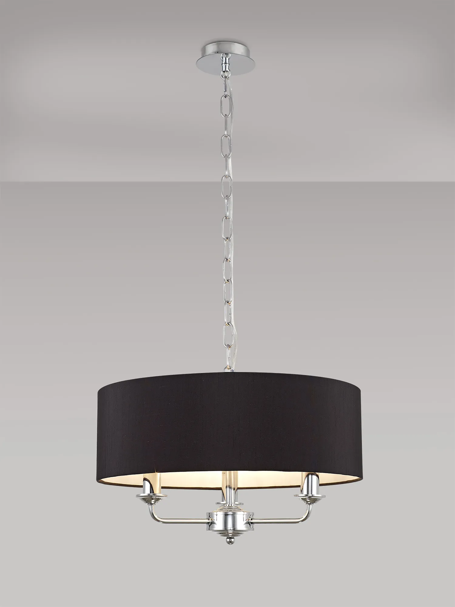 Banyan 45cm 3 Light Pendant Polished Chrome; Black DK0007  Deco Banyan CH BL